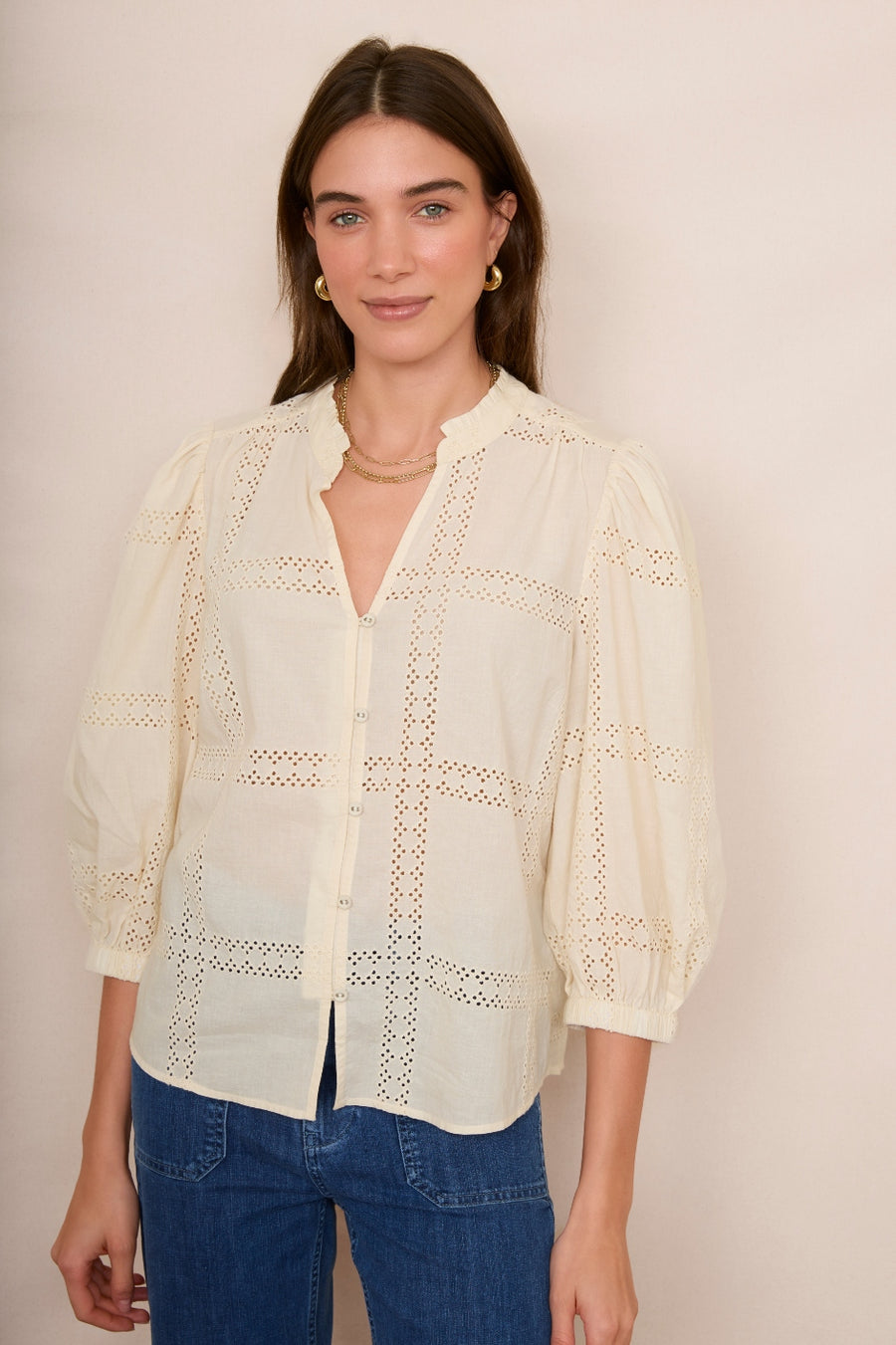 Arielle Broderie Blouse - Ecru