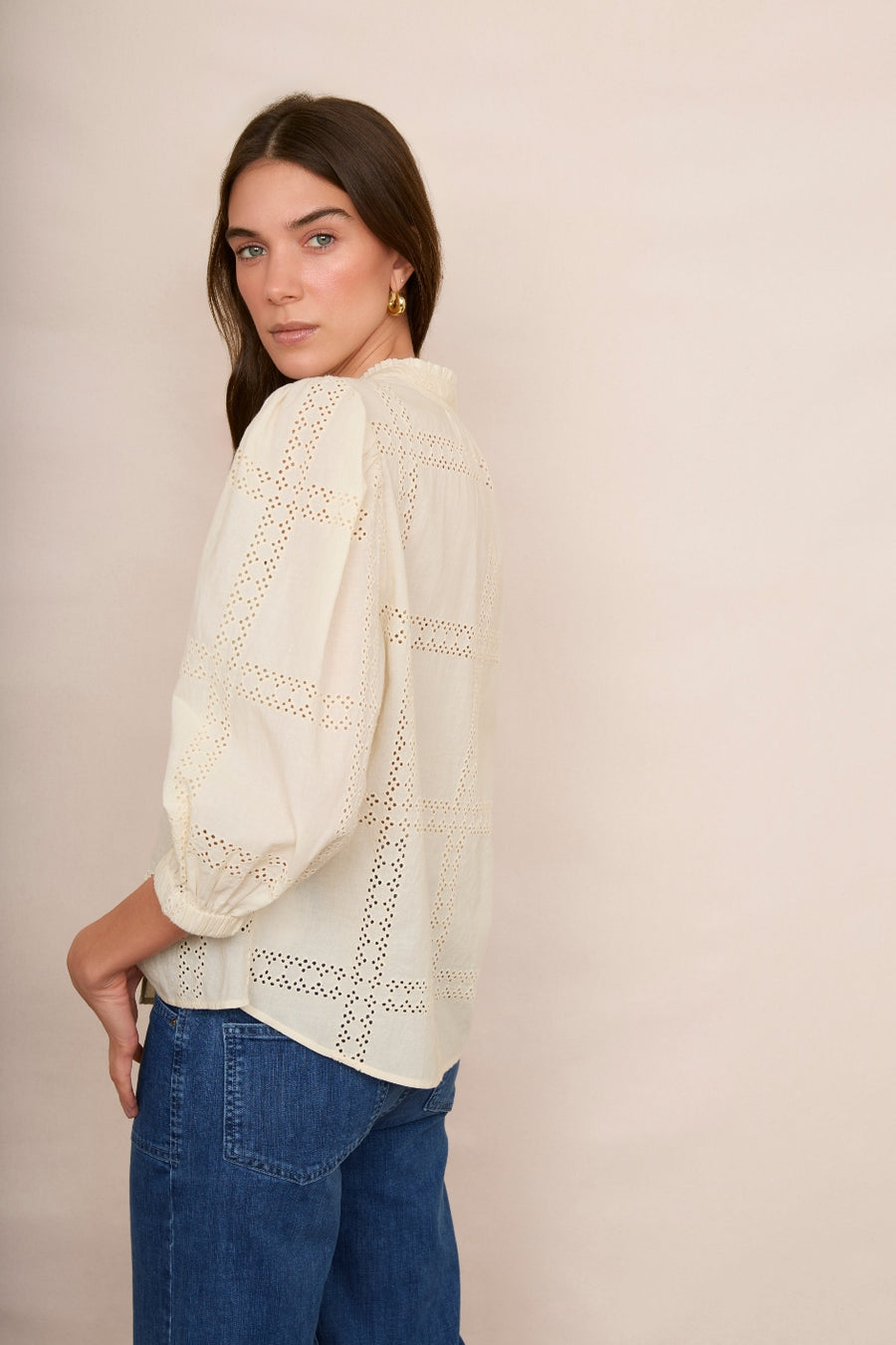 Arielle Broderie Blouse - Ecru