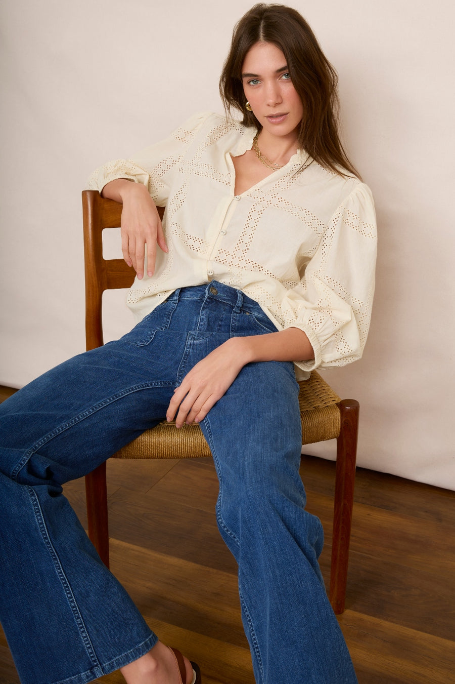 Arielle Broderie Blouse - Ecru