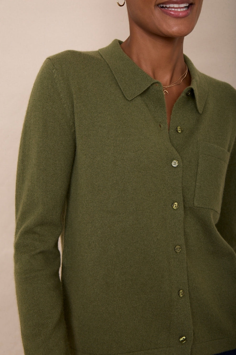 Arti Merino Cashmere Knitted Shirt - Moss Green