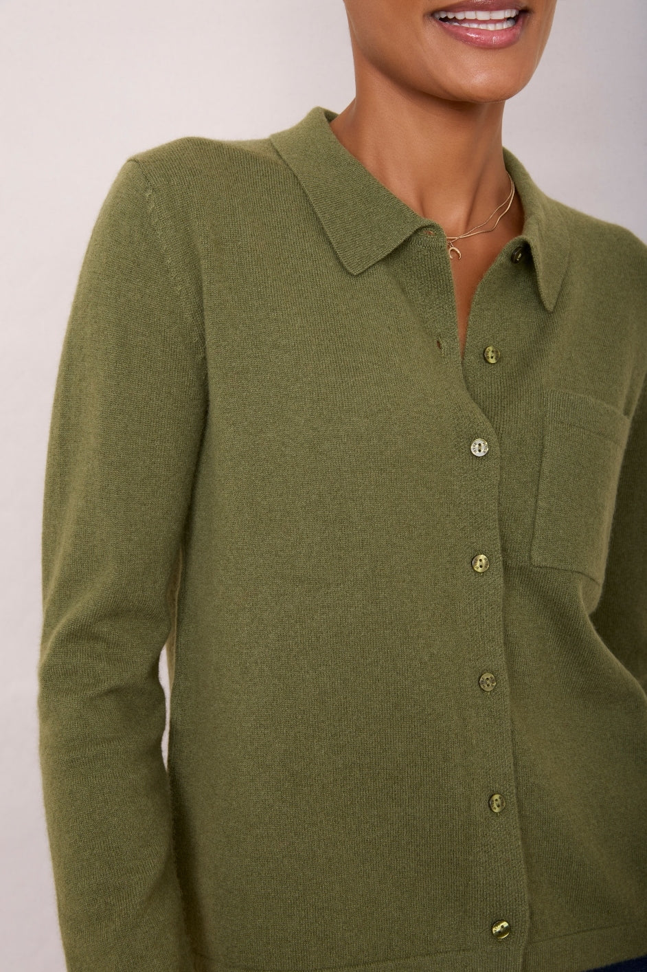 Arti Merino Cashmere Knitted Shirt - Moss Green