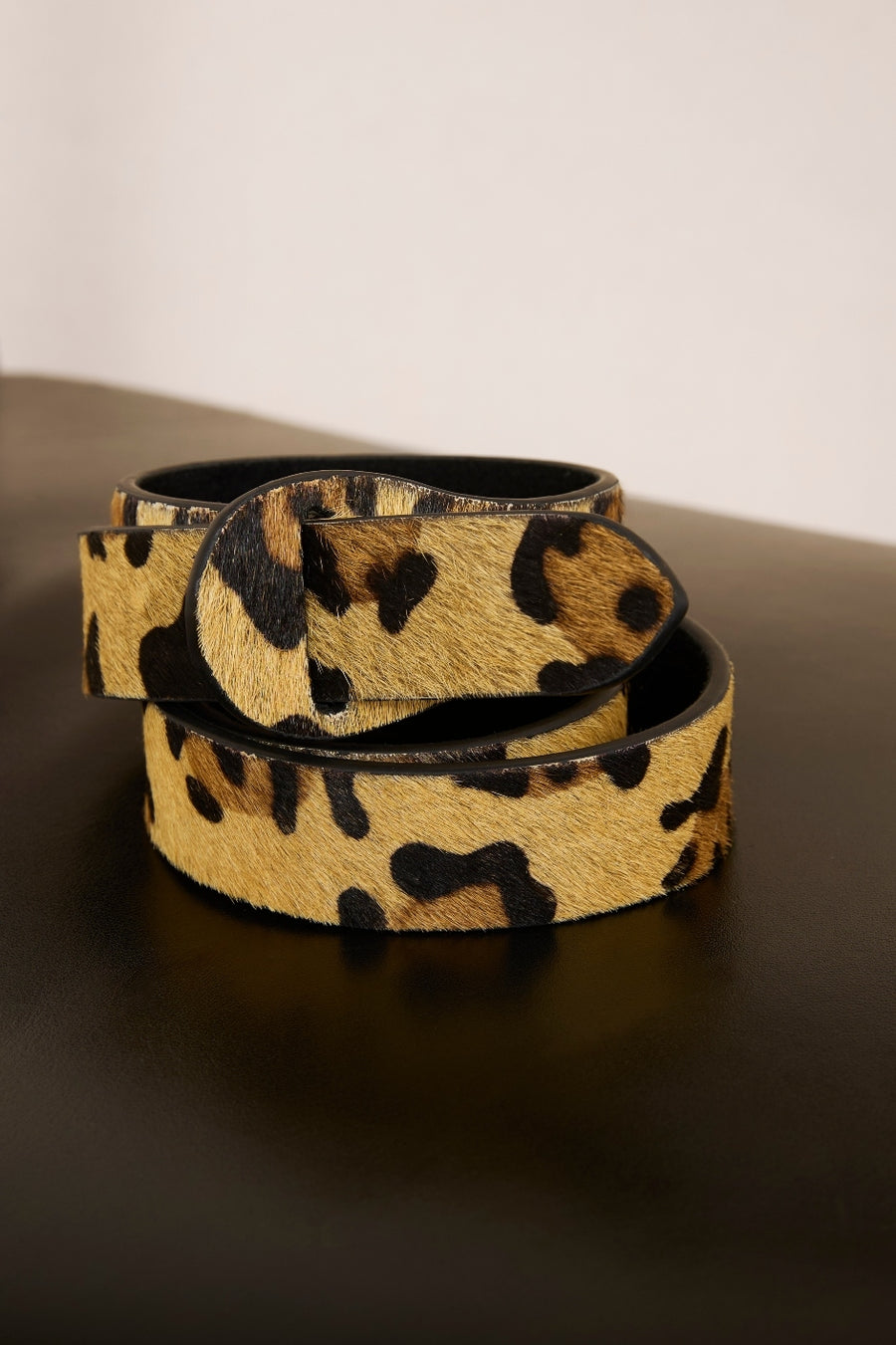 Wrap Leather Belt - Leopard Pony