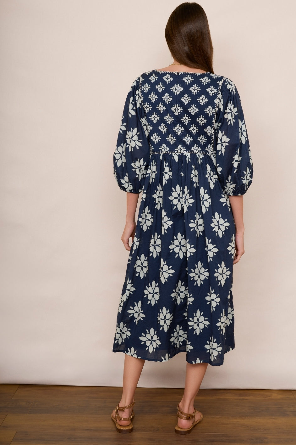 Asley Geo Dress - Blue/Ivory