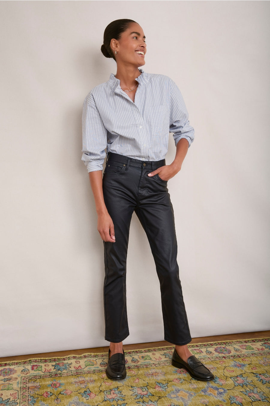 Audrey Coated Jean - Blue/Black