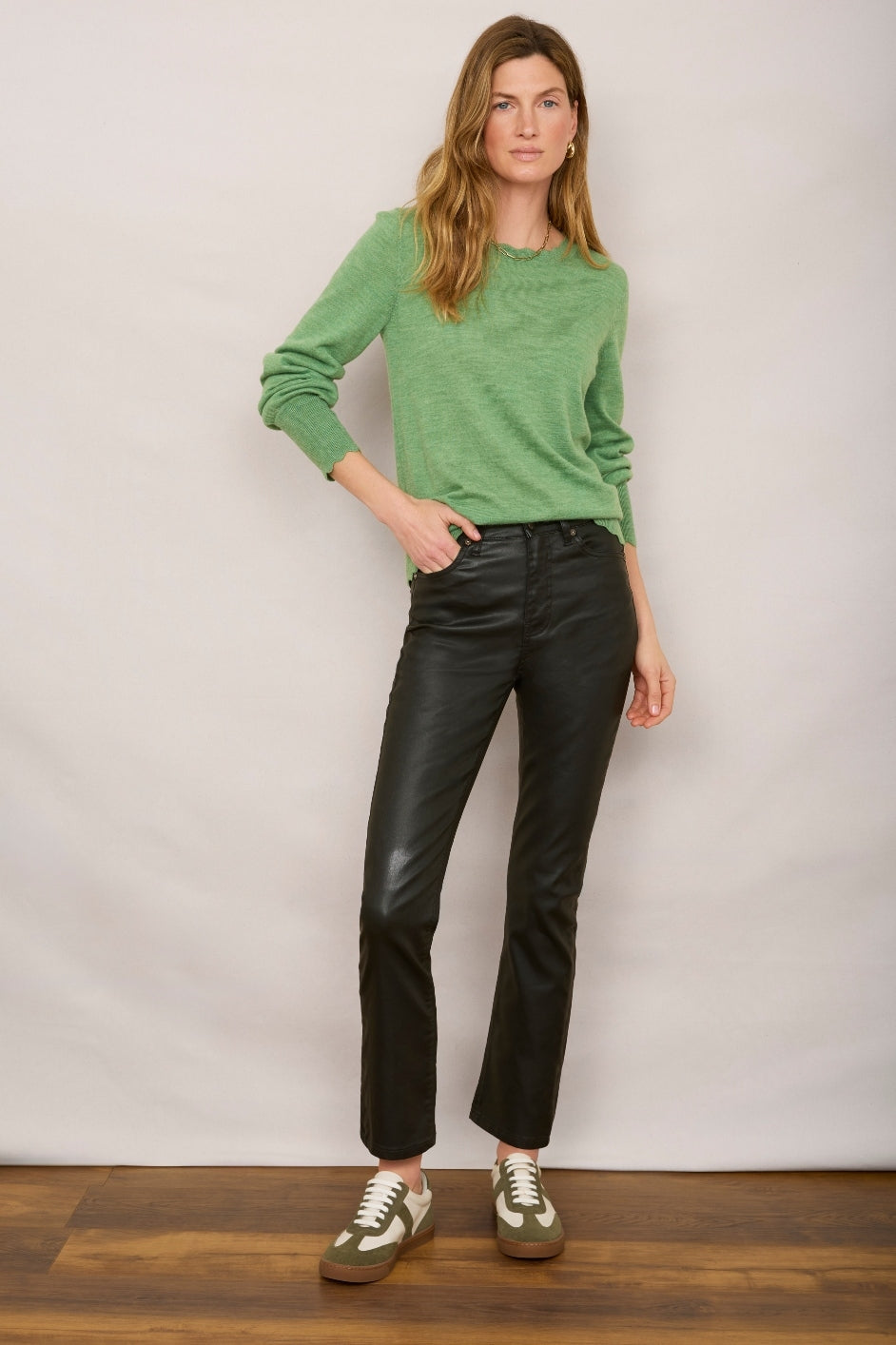 Audrey Coated Jean - Bottle Green