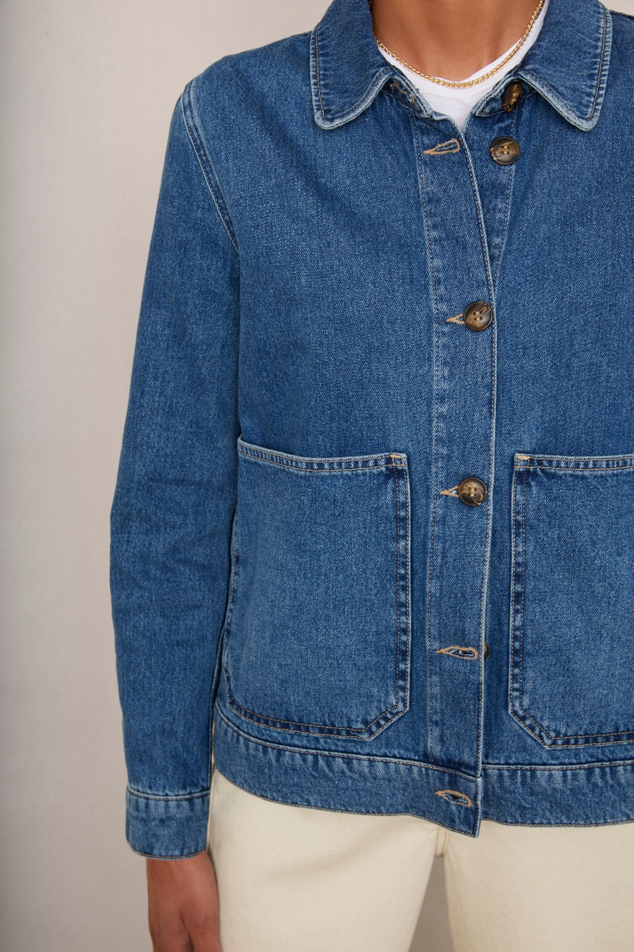 Aveline Denim Jacket - Mid Wash