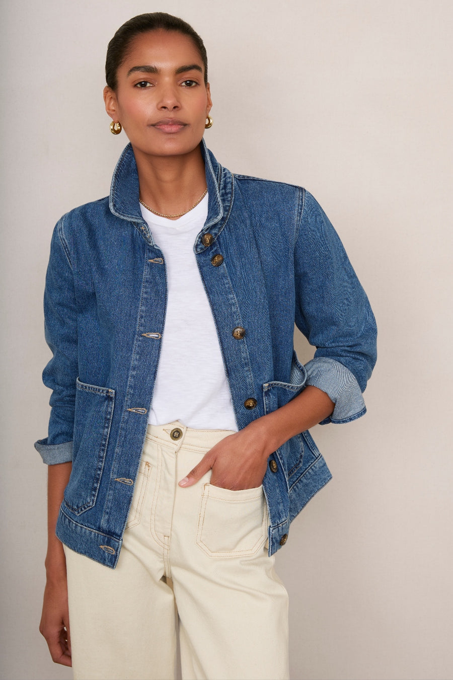 Aveline Denim Jacket - Mid Wash