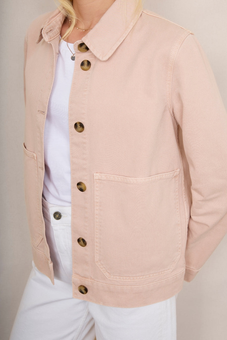 Aveline Denim Jacket - Dusky Pink