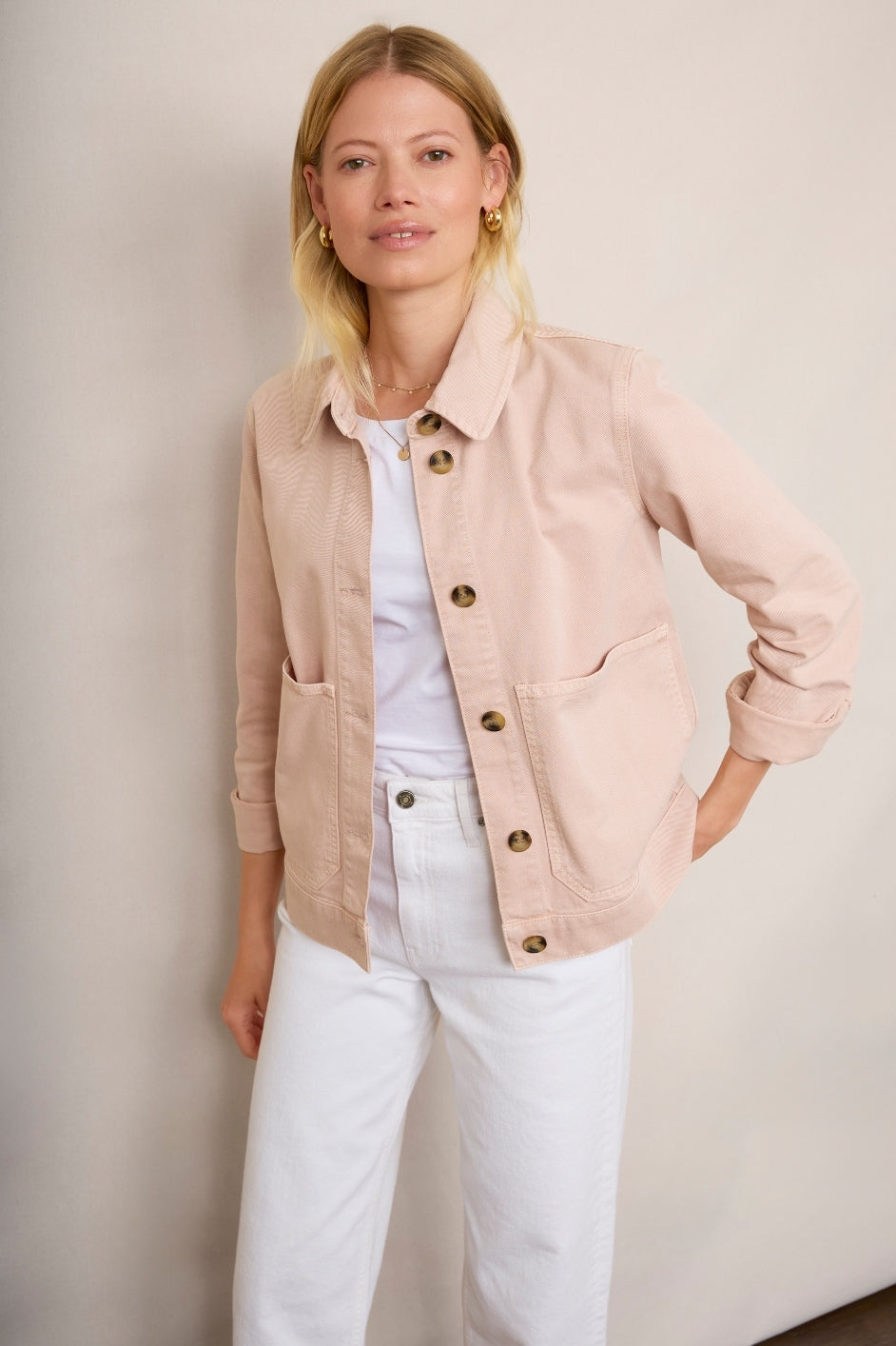 Aveline Denim Jacket - Dusky Pink