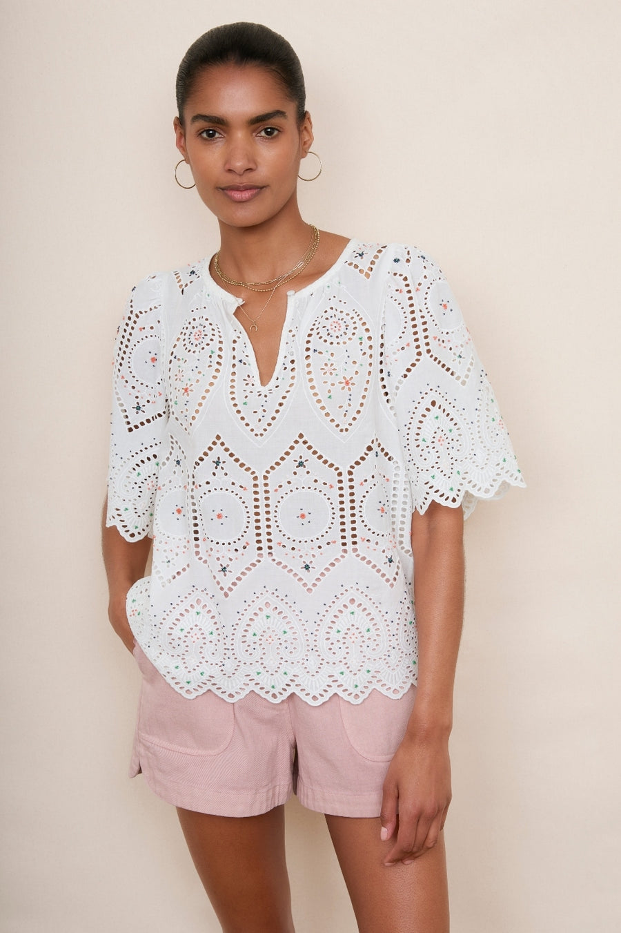 Sonya Beaded Blouse - Ivory