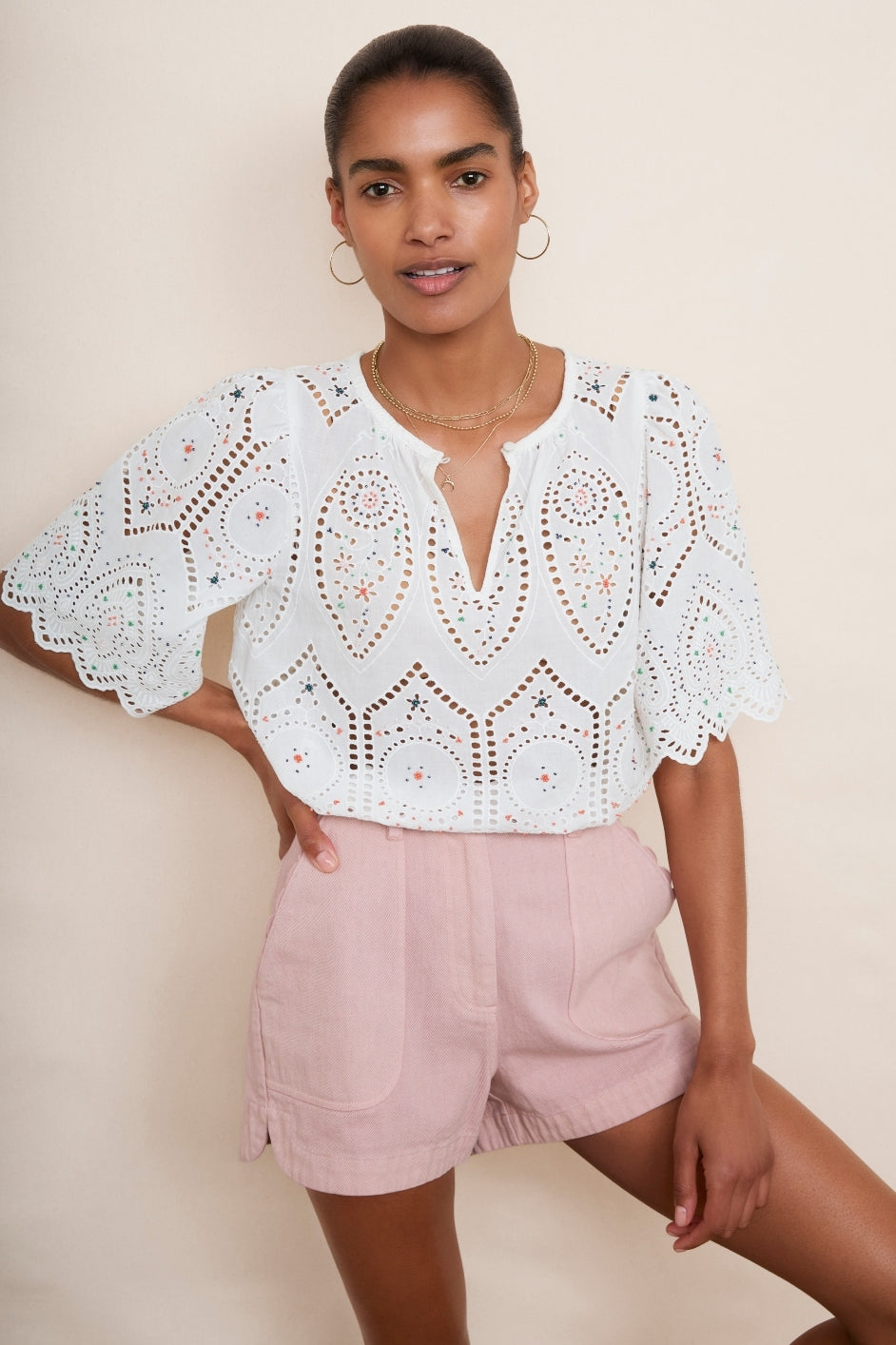 Sonya Beaded Blouse - Ivory