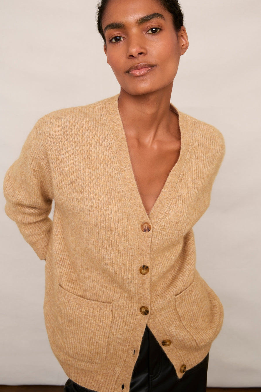 Becky Boyfriend Cardigan - Caramel