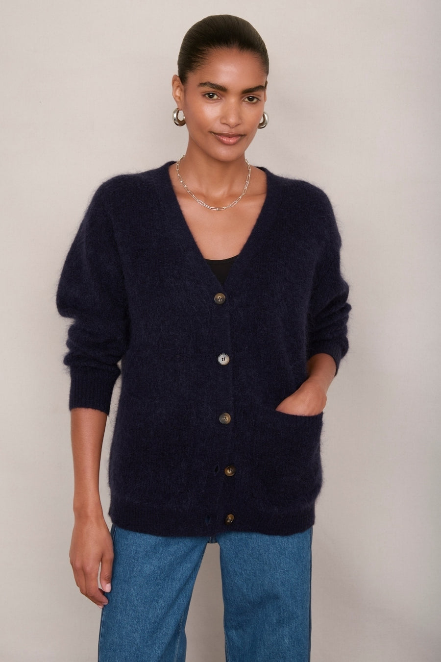 Becky Boyfriend Cardigan - Midnight