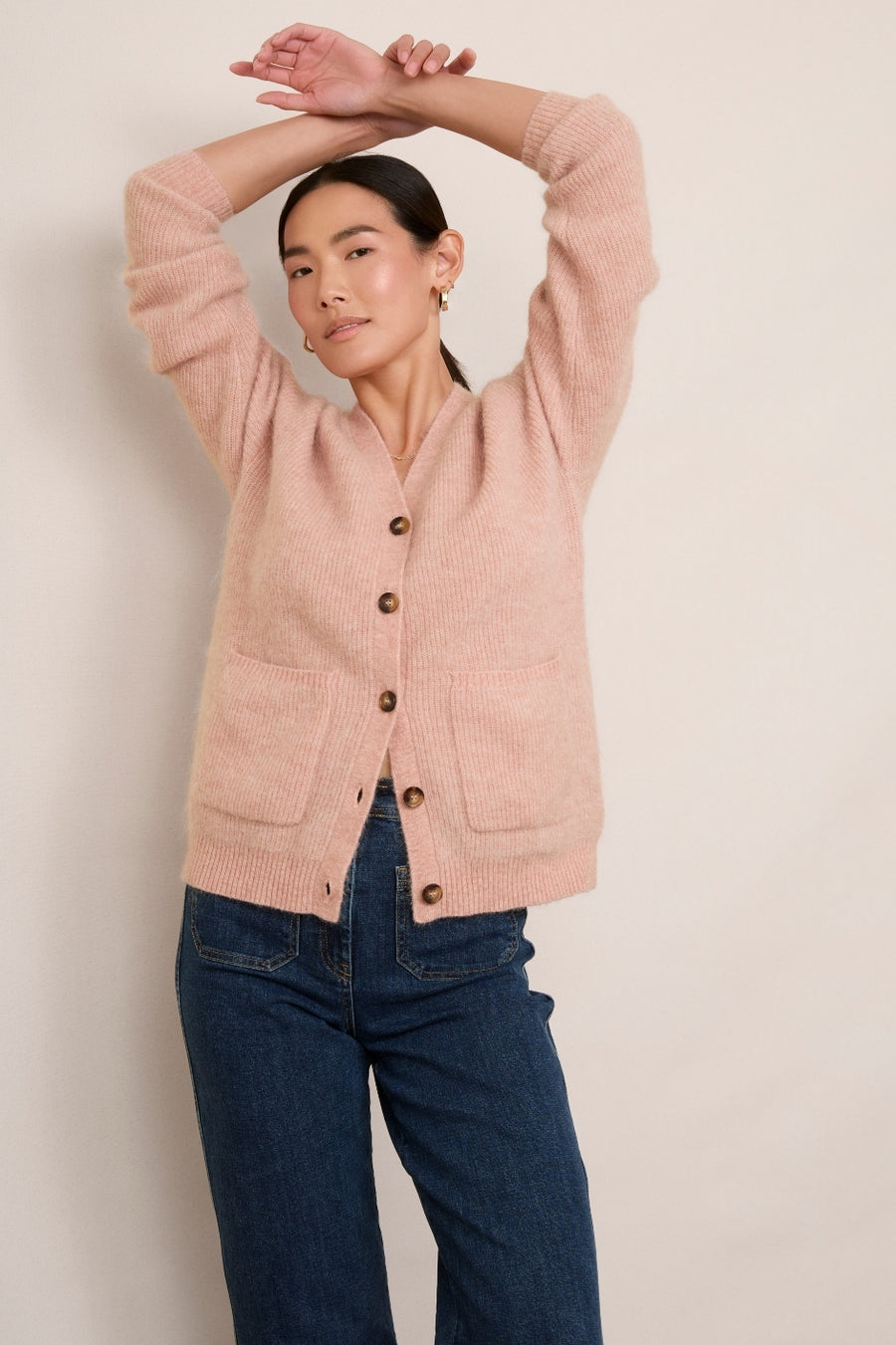 Becky Boyfriend Cardigan - Pale Pink