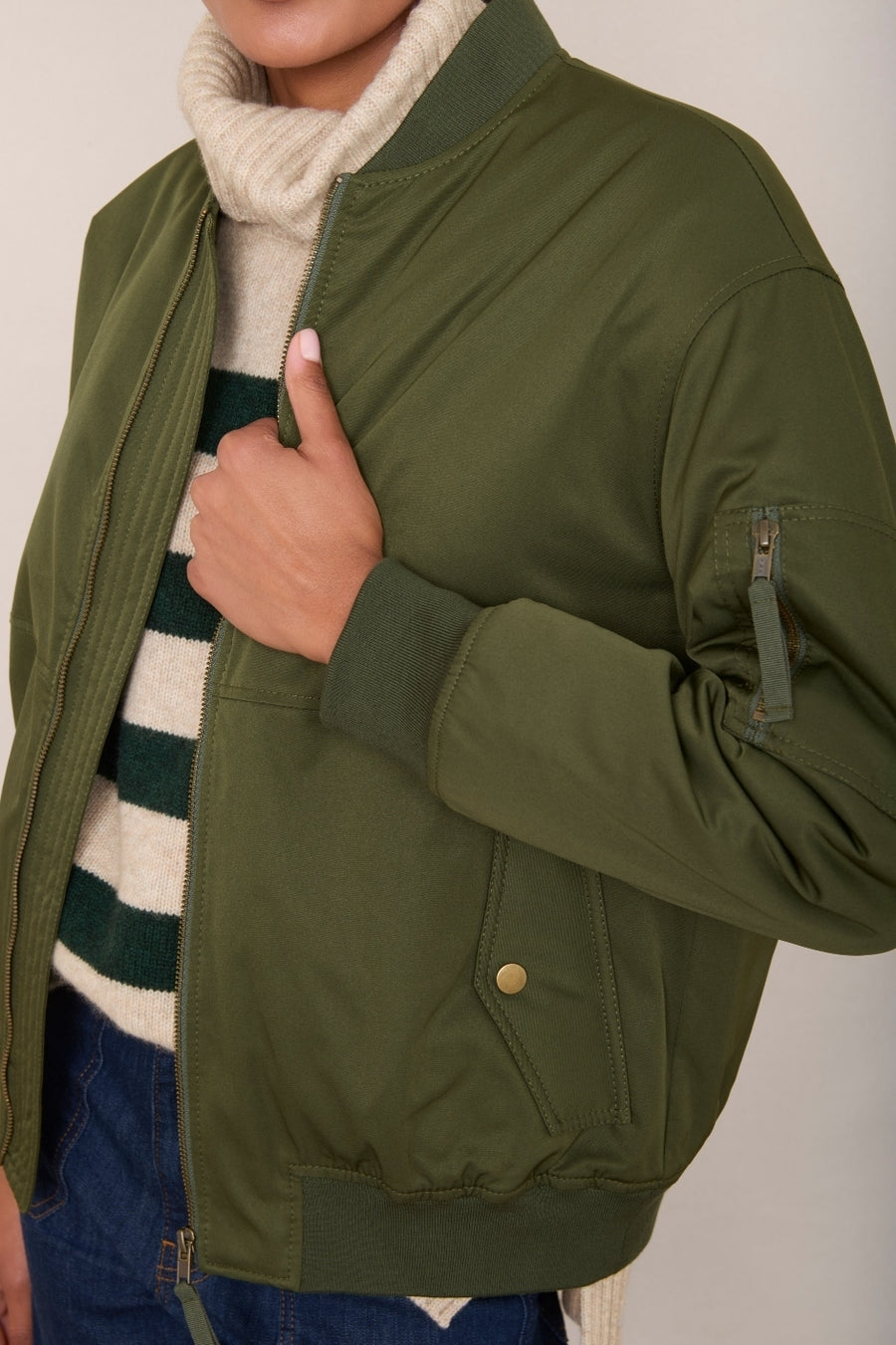 Belle Bomber Jacket - Khaki