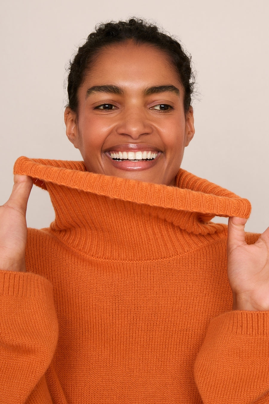 Bess Funnel Neck Jumper - Orange