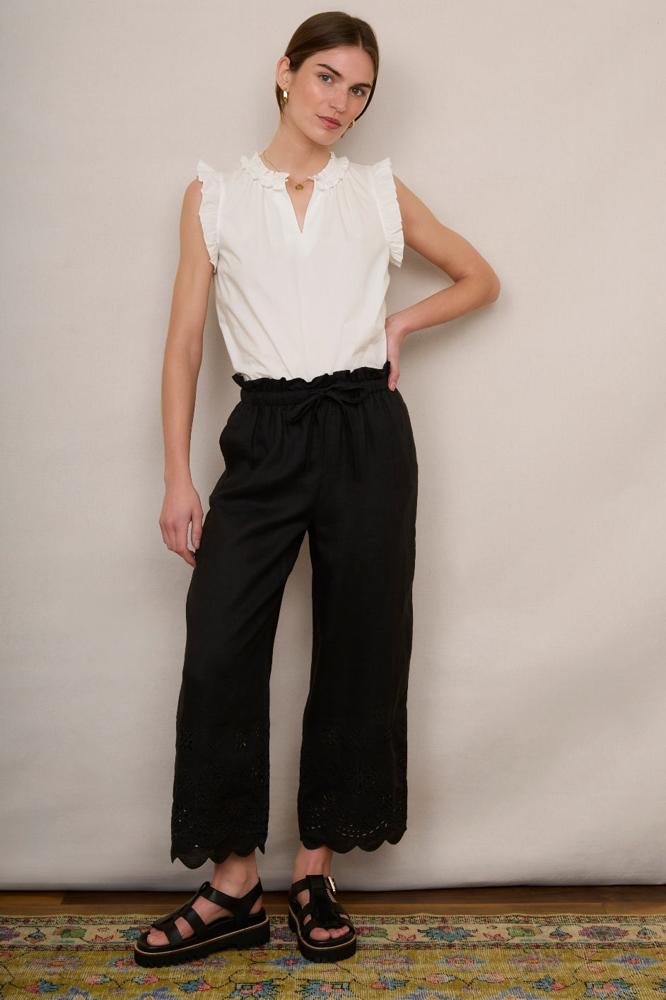 Beth Linen Trouser - Black