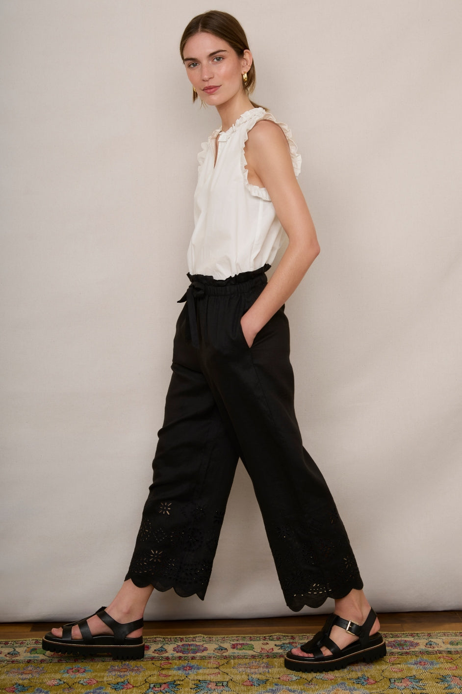 Beth Linen Trouser - Black