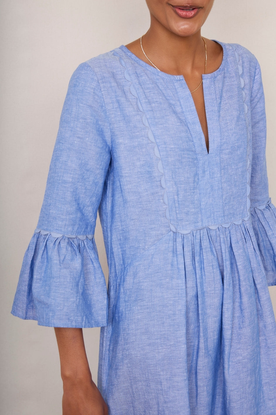 Billie Scallop Dress - Blue