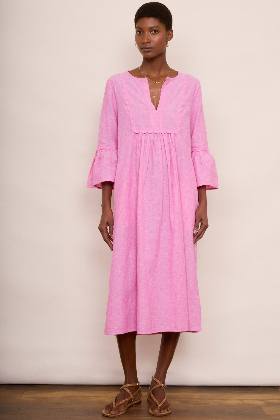 Billie Scallop Dress - Pink