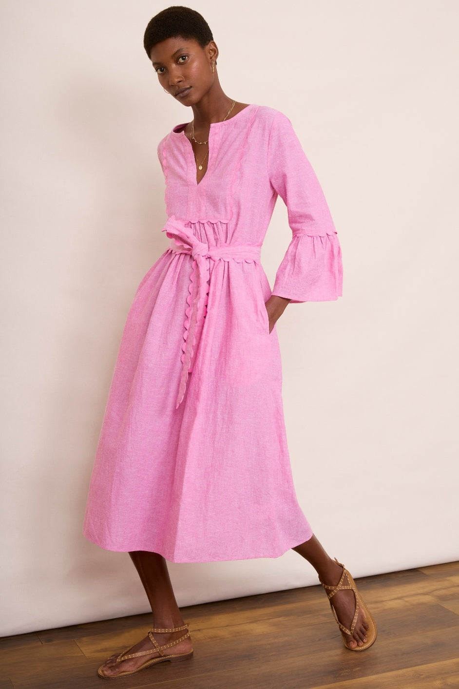 Billie Scallop Dress - Pink