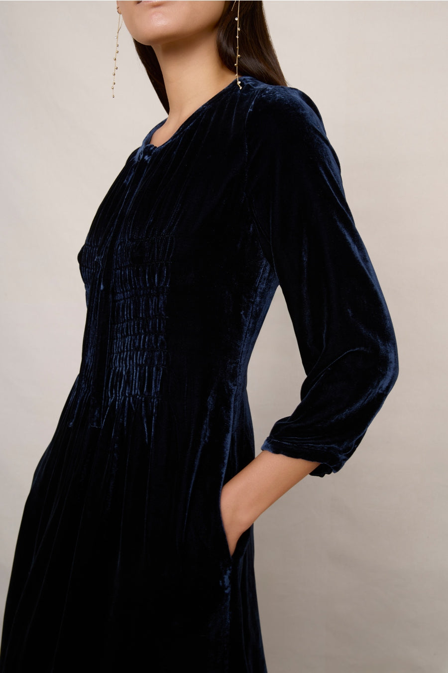 Bree Silk Velvet Dress - Midnight