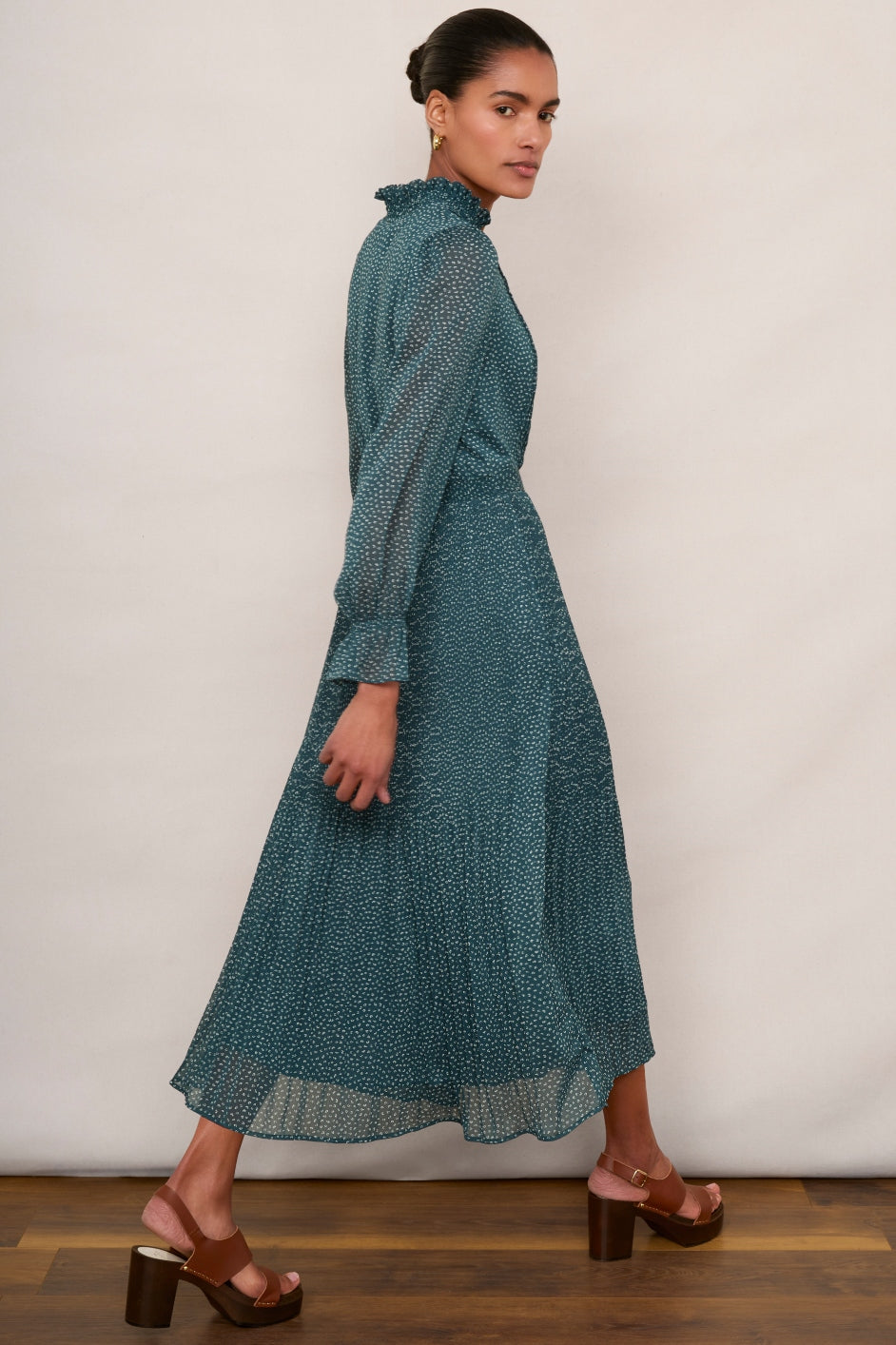 Brianna Pleat Dress - Teal