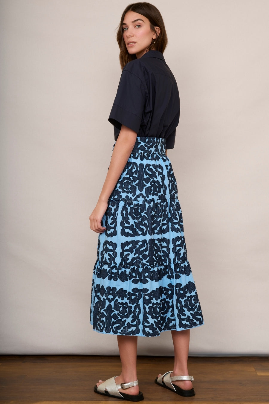 Brodie Embroidered Skirt - Blue/Midnight