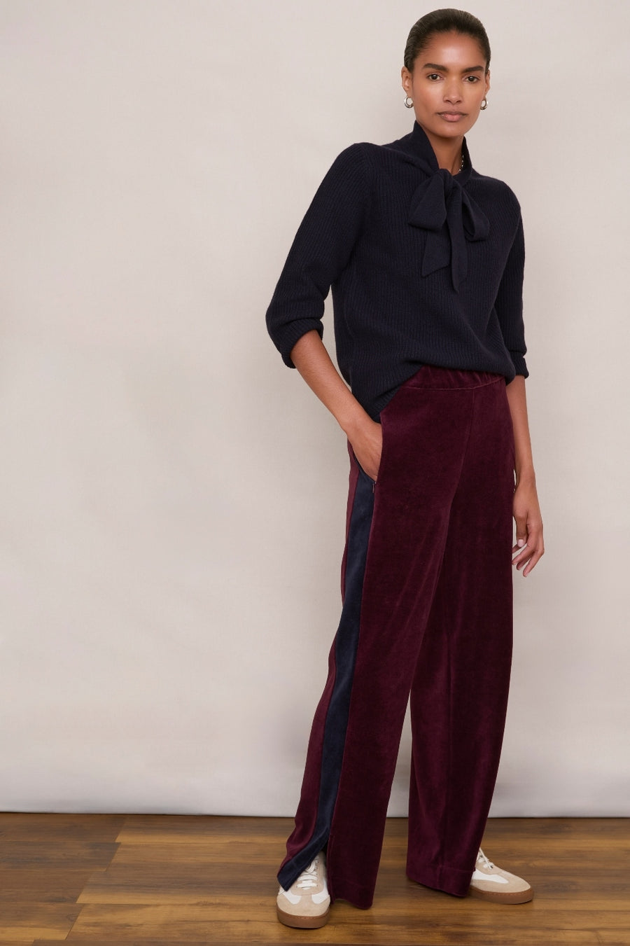 Camille Velour Trouser - Deep Plum