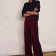 Camille Velour Trouser - Deep Plum