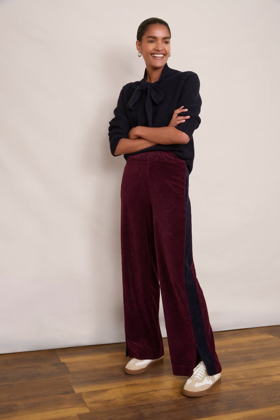 Camille Velour Trouser - Deep Plum