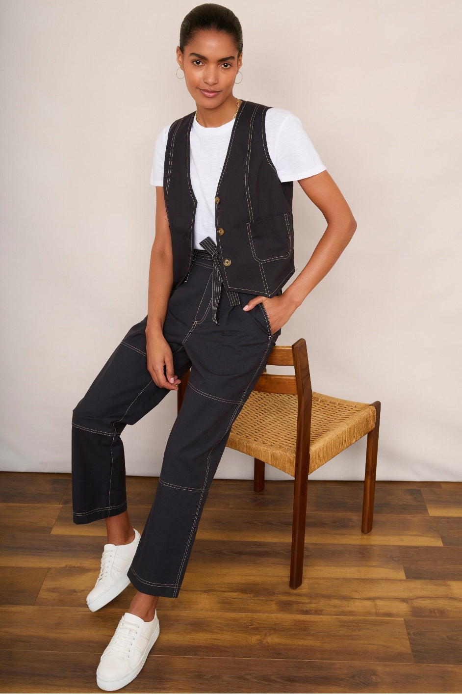 Black top cotton waistcoat