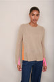 Cassie Cashmere Jumper - Oat/Neon Pink/Neon Orange