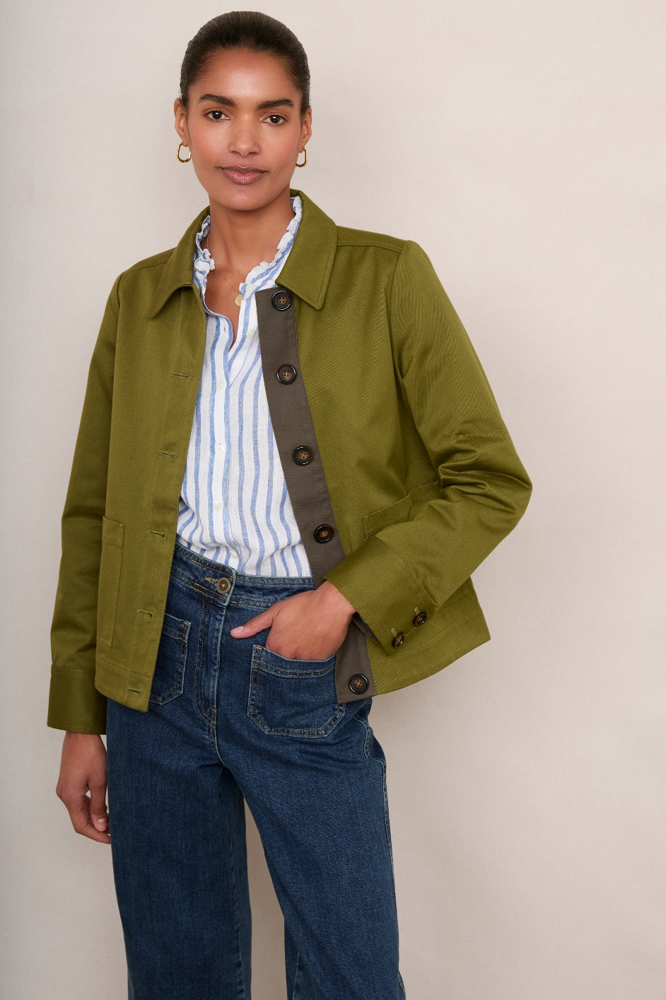 Cassie Cotton Jacket - Olive Green