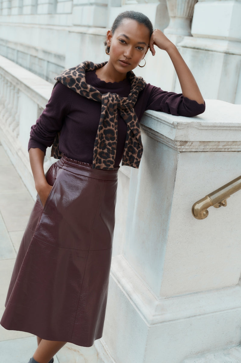 Lateisha Faux Leather Skirt - Plum Patent