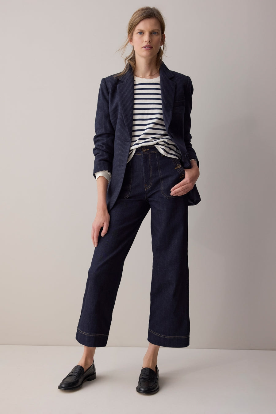 Margaux Blazer - Midnight Pinstripe