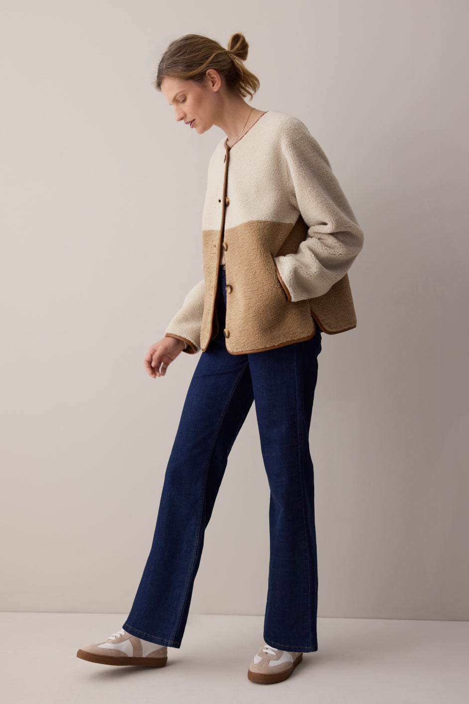 Celia Borg Jacket - Ecru/Caramel