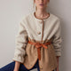 Celia Borg Jacket - Ecru/Caramel