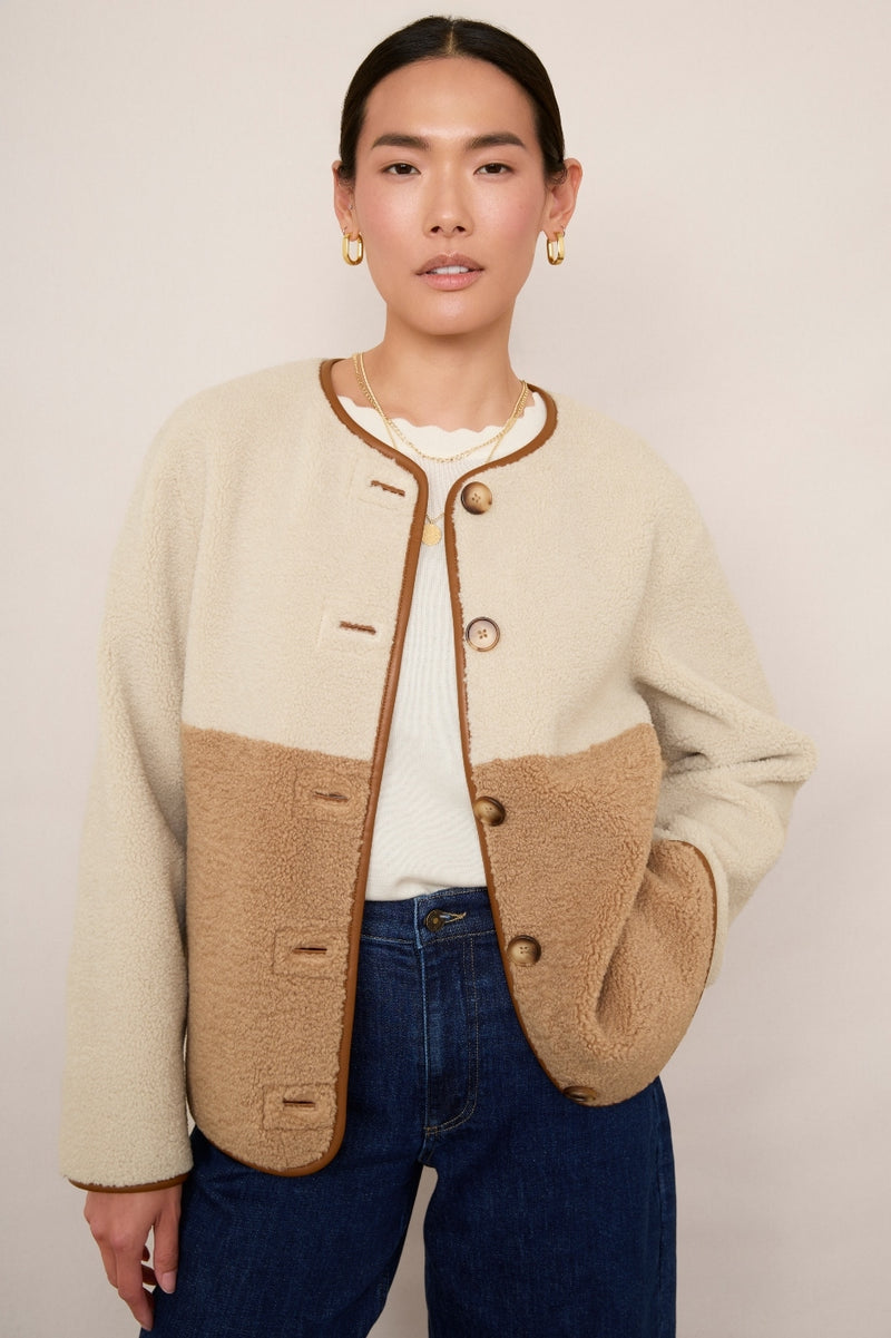 Celia Borg Jacket - Ecru/Caramel