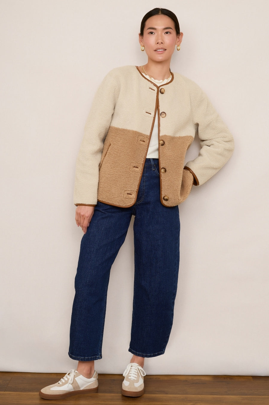 Celia Borg Jacket - Ecru/Caramel