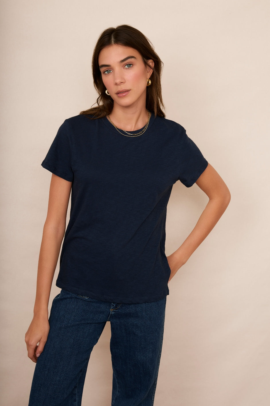 Celina Crew Neck Tee - Midnight