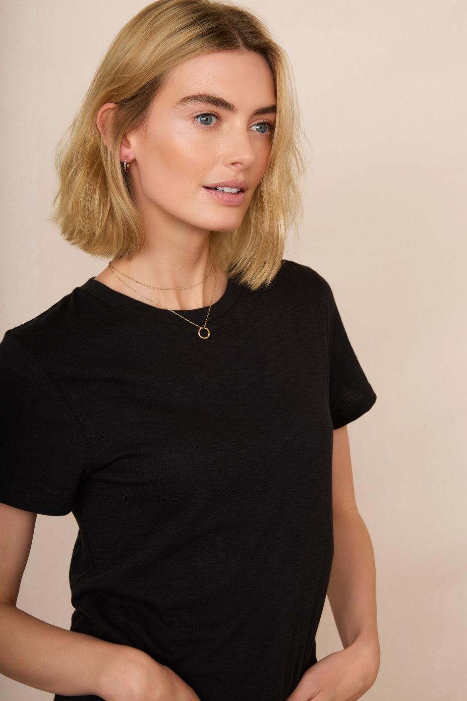 Celina Crew Neck Tee - Black