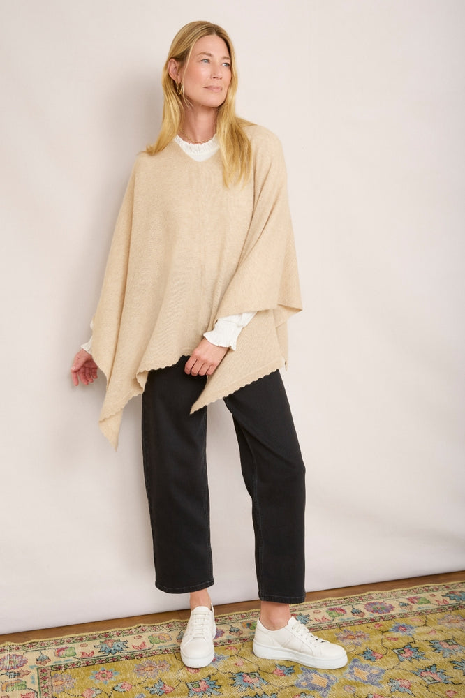 Seema Cashmere Travel Poncho - Oat Marl