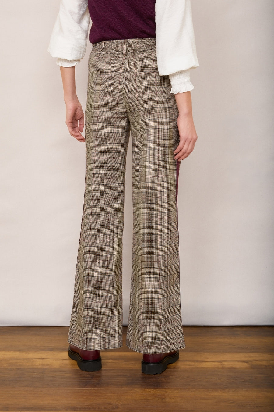 Charlotte Check Trouser - Tan/Plum