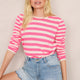 Chrissie Cashmere Jumper - Neon Pink/Ecru Stripe