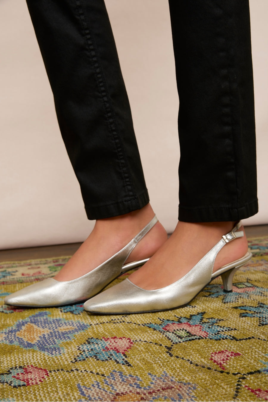 Carly Kitten Heel - Silver