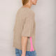 Chrissie Cashmere T-Shirt - Oat/Neon Pink Colourblock