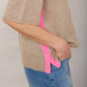 Chrissie Cashmere T-Shirt - Oat/Neon Pink Colourblock