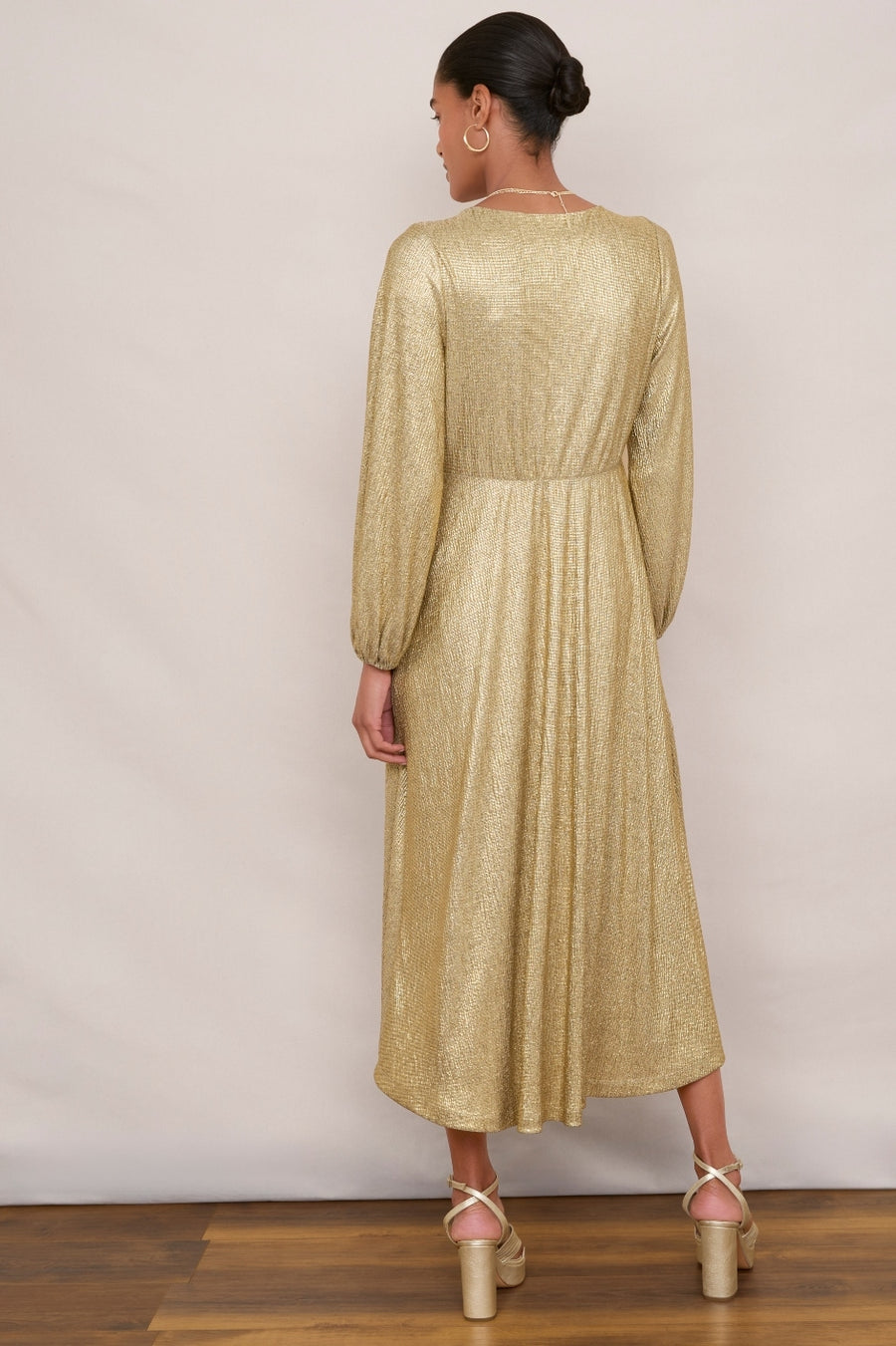 Claudia Crinkle Dress - Gold