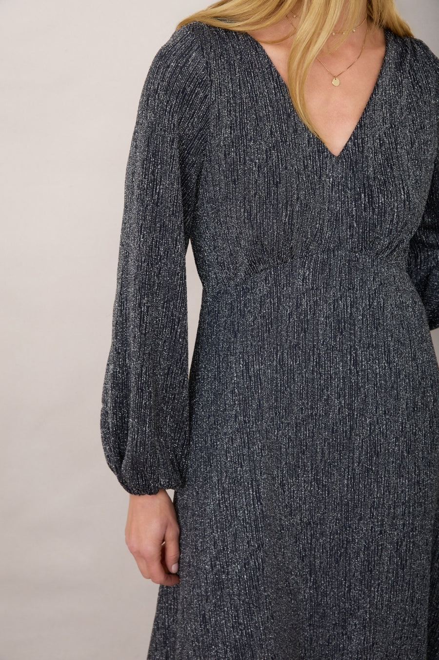 Claudia Crinkle Dress - Midnight/Silver Sparkle